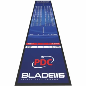 Darts gumiszőnyeg Winmau Outshot kiszállóval kék 285x60cm