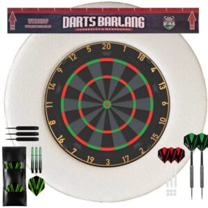Darts kezdőszett Bull's Advantage Black tábla, fehér falvédővel, két szett nyíllal, startvonallal - komplett csomag