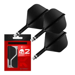 Darts toll és szár egyben Target K-Shift fekete, elforgó No2 toll, rövid szárral 19mm