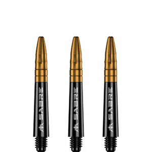 Darts szár Mission Sabre Aluminium toppal fekete-arany, hosszú 49mm