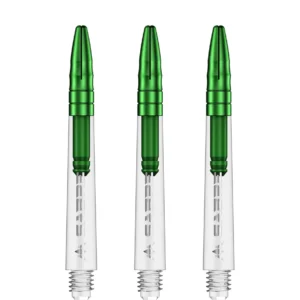 Darts szár Mission Sabre Aluminium toppal átlátszó-zöld, közepes plus 44,5mm