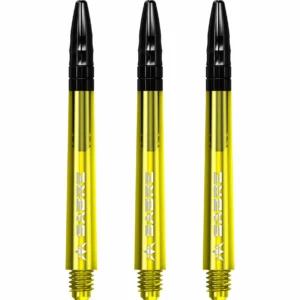Darts szár Mission Sabre Aluminium toppal sárga-fekete, hosszú 49mm