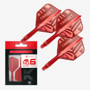 Darts toll és szár egyben Target K-Flex 2026 piros, No6 toll, rövid szárral 19mm